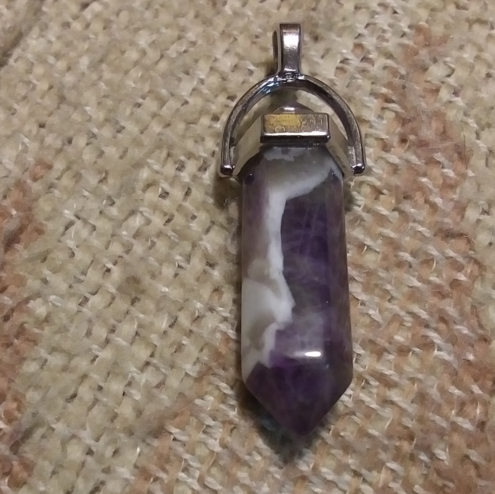Chevron amethyst Crystal Point pendant